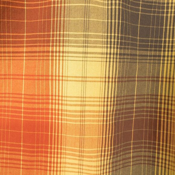 LL Bean Otter Cliff Shirt Mens Large Plaid Orange Yellow Zip Pocket Cotton Poly - Picture 9 of 16